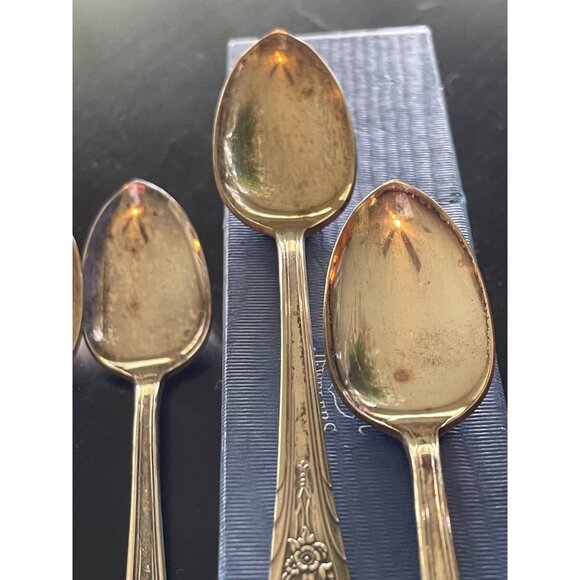 Newport Silver Plated Demi-Tasse Spoon Set Vintage Monogram Area - Picture 5 of 10